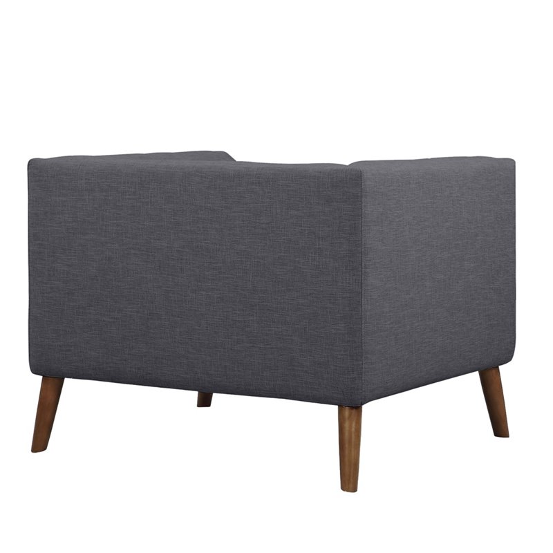 Allora Modern Fabric Chair with Wood Legs in Dark Gray/Walnut