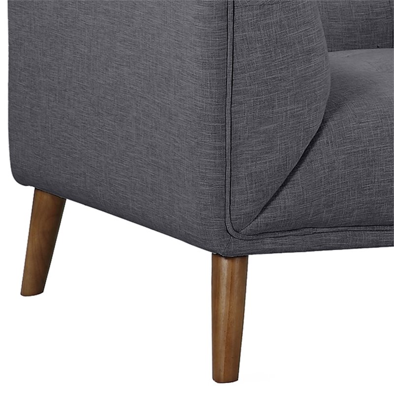 Allora Modern Fabric Chair with Wood Legs in Dark Gray/Walnut