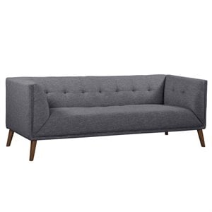 Allora Mid-Century Button-Tufted Fabric Upholstered Sofa in Dark Gray