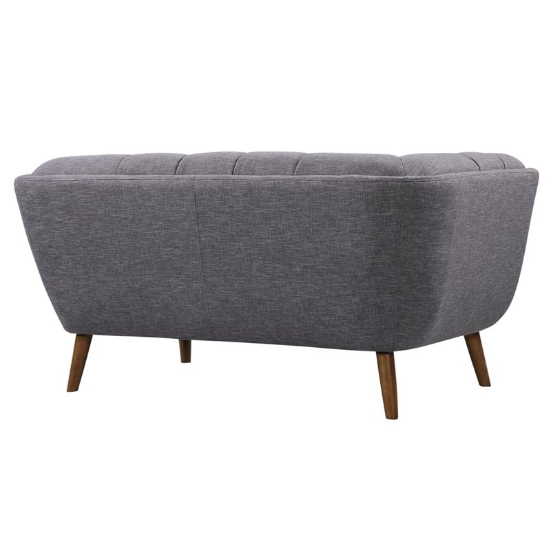 Allora Modern Fabric Upholstered Loveseat with Wood Legs in Dark Gray/Walnut