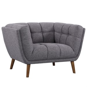 Allora Mid-Century Linen Fabric Upholstered Chair in Dark Gray
