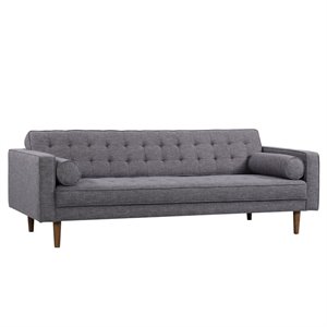 Allora Mid-Century Linen Fabric Upholstered Sofa in Dark Gray