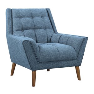 Allora Mid-Century Linen Fabric Upholstered Chair in Blue