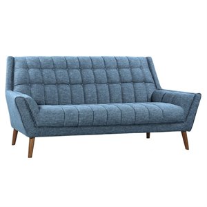 Allora Mid-Century Linen Fabric Upholstered Sofa in Blue