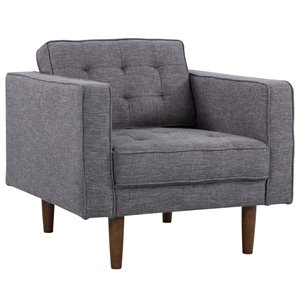 Allora Linen Fabric Upholstered Chair in Dark Gray