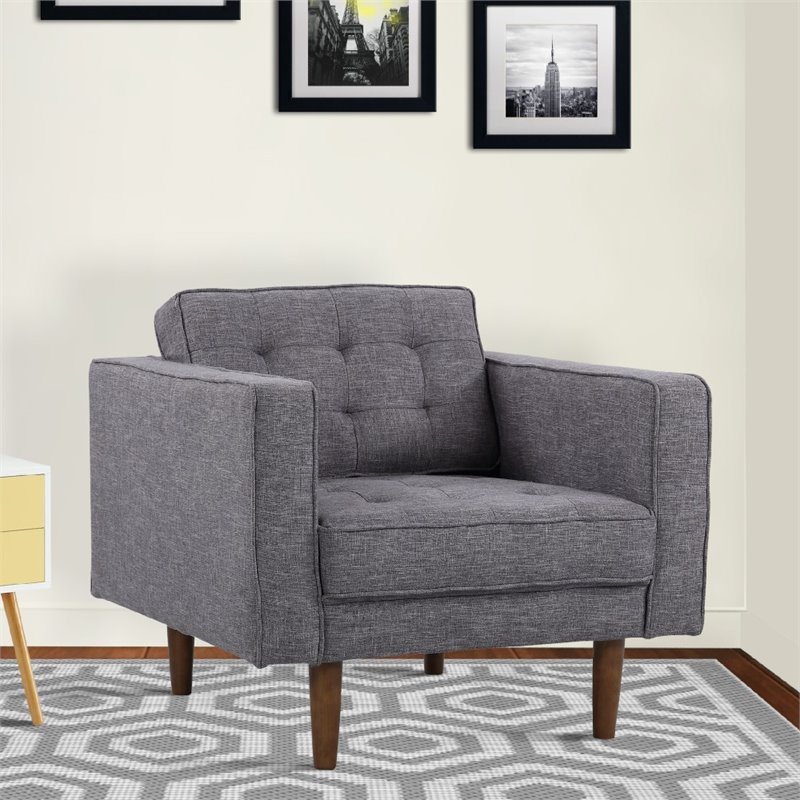 Allora Linen Fabric Upholstered Chair in Dark Gray