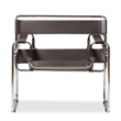 Allora Mid-Century Leather/Steel Metal Accent Chair in Brown