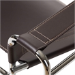Allora Mid-Century Leather/Steel Metal Accent Chair in Brown