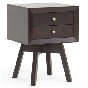 allora 2-drawers engineered wood end table in dark brown