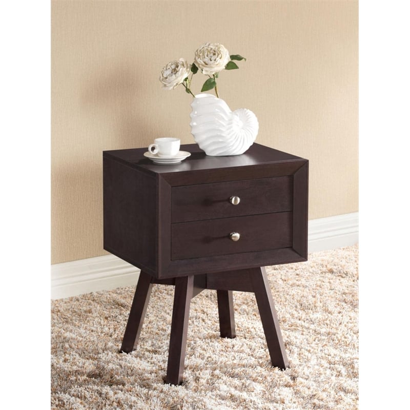 Allora 2-Drawers Engineered Wood End Table in Dark Brown