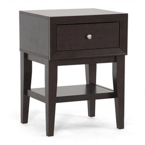 allora 1-drawer and shelf engineered wood end table in dark brown