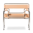 Allora Bonded Leather and Steel Frame Accent Chair in Tan