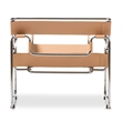 Allora Bonded Leather and Steel Frame Accent Chair in Tan