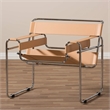 Allora Bonded Leather and Steel Frame Accent Chair in Tan