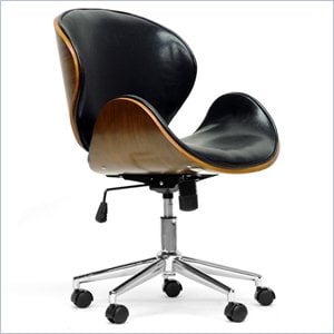 Allora Faux Leather Swiver Office Chair in Walnut and Black