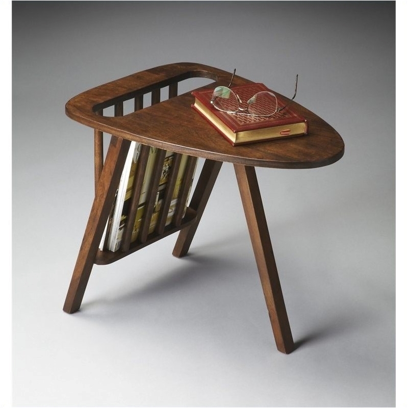 Allora Mid-Century Mango Wood Solids Magazine Table in Brown