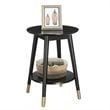 Allora Mid-Century Solid Rubber Wood Round End Table in Black