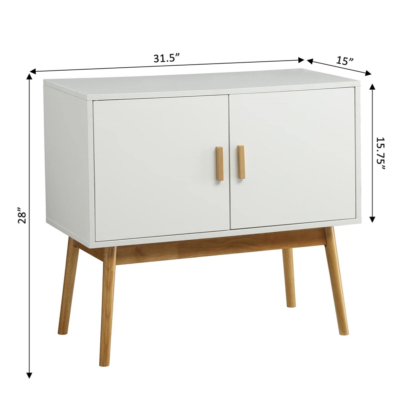Allora Storage Console Table with Solid Wood Legs in White