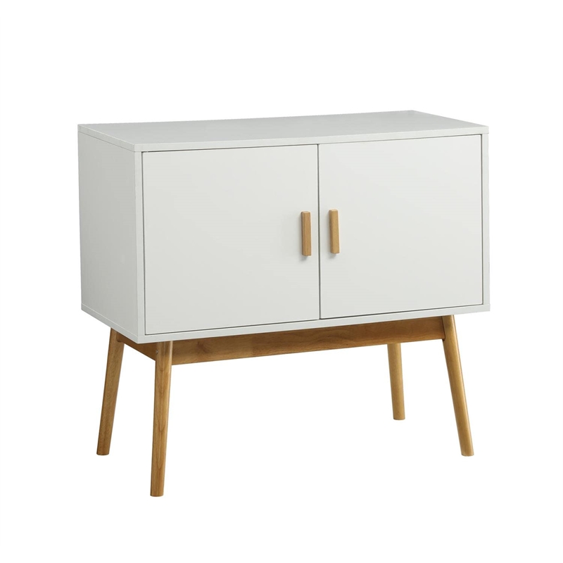 Allora Storage Console Table with Solid Wood Legs in White