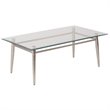 Allora Mid-Century Rectangular Metal/Glass Coffee Table in Brushed Nickel/Clear