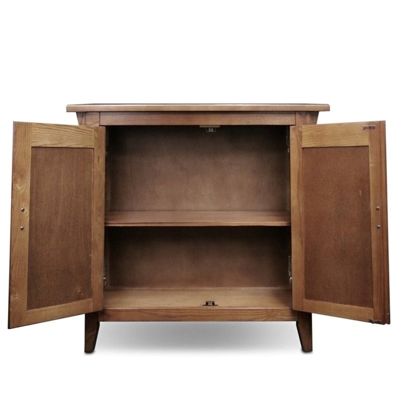 Allora Mid-Century Solid Wood Entryway Storage Cabinet in Russet Brown
