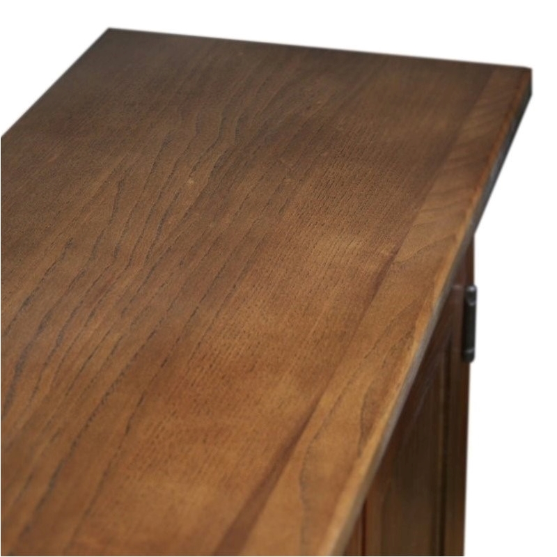 Allora Mid-Century Solid Wood Entryway Storage Cabinet in Russet Brown