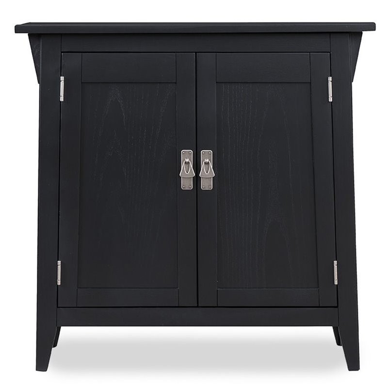Allora Mid-Century Solid Wood 2 Doors Hall Stand in Black Slate