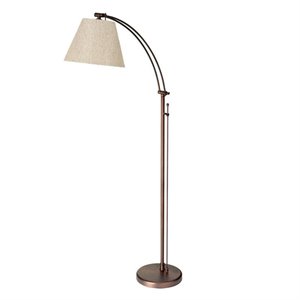 Allora Modern Adjustable metal Floor Lamp with Flax Shade in Oil Brushed Bronze