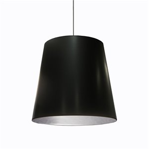 Allora 1-Light Oversized Fabric Drum Pendant (Large) in Black on Silver