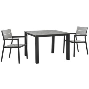 allora 3 piece outdoor dining set in brown and gray