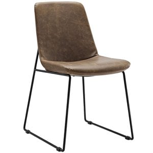 allora faux leather dining side chair in brown