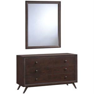 Allora 3 Drawer Dresser and Mirror Set in Cappuccino