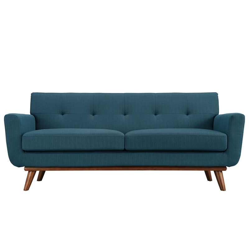 Allora Mid Century Modern Tufted Loveseat in Azure