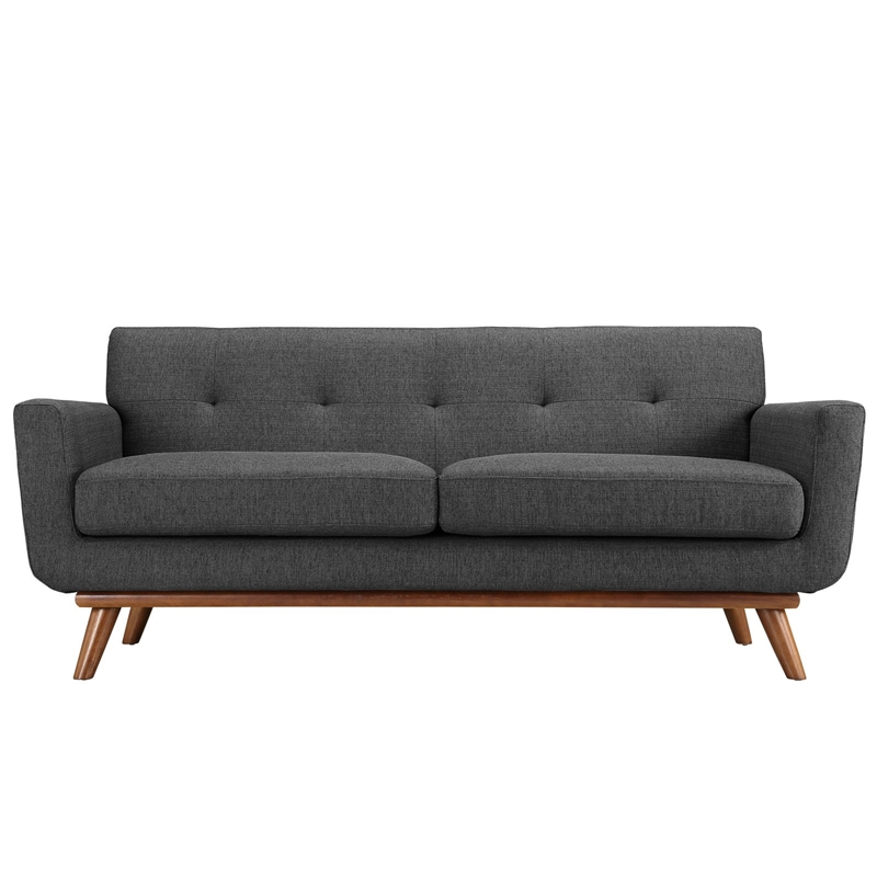Allora Mid Century Modern Tufted Loveseat in Gray
