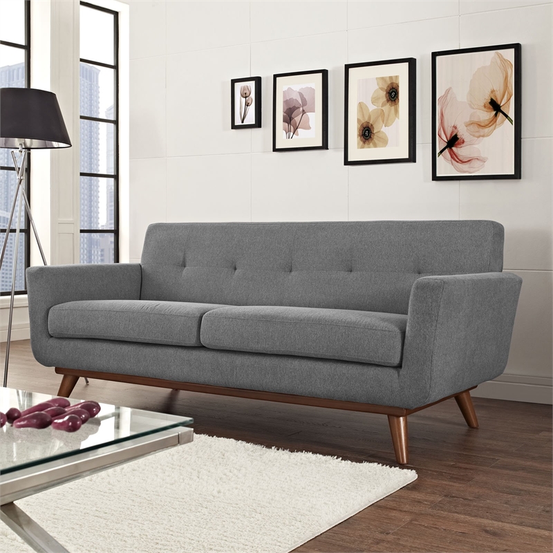 Allora Mid Century Modern Tufted Loveseat in Expectation Gray