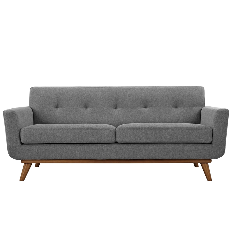 Allora Mid Century Modern Tufted Loveseat in Expectation Gray