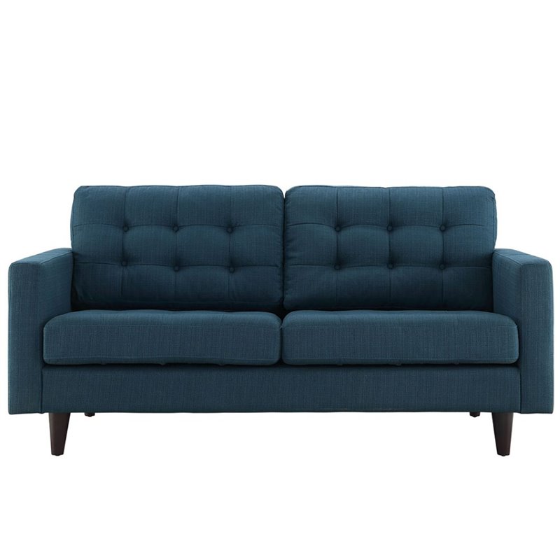 Allora Mid Century Modern Tufted Loveseat in Azure