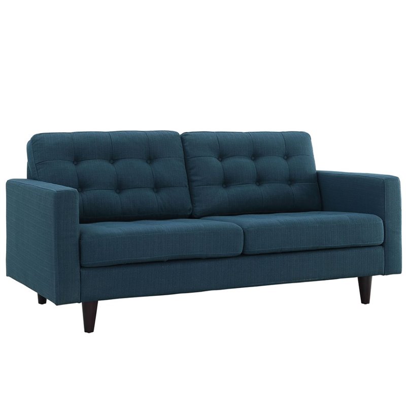 Allora Mid Century Modern Tufted Loveseat in Azure