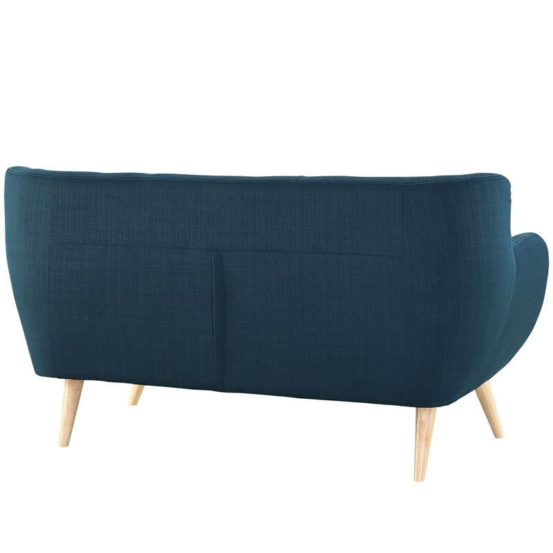 Allora Mid Century Modern Fabric Loveseat in Azure