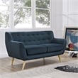 Allora Mid Century Modern Fabric Loveseat in Azure