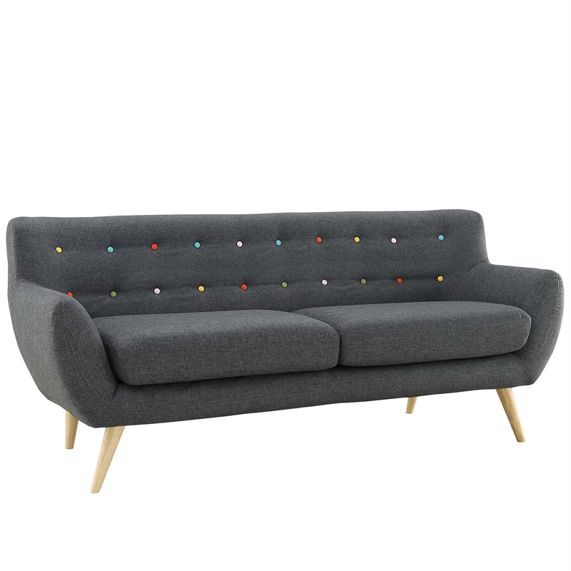 Allora Mid Century Modern Fabric Sofa in Gray