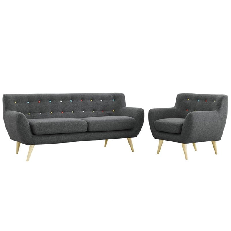 Allora 2 Piece Sofa Set in Gray