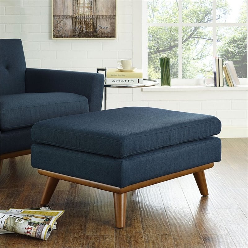 Allora Fabric Ottoman in Azure