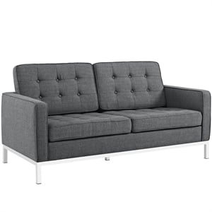 Allora Fabric Tufted Loveseat in Gray