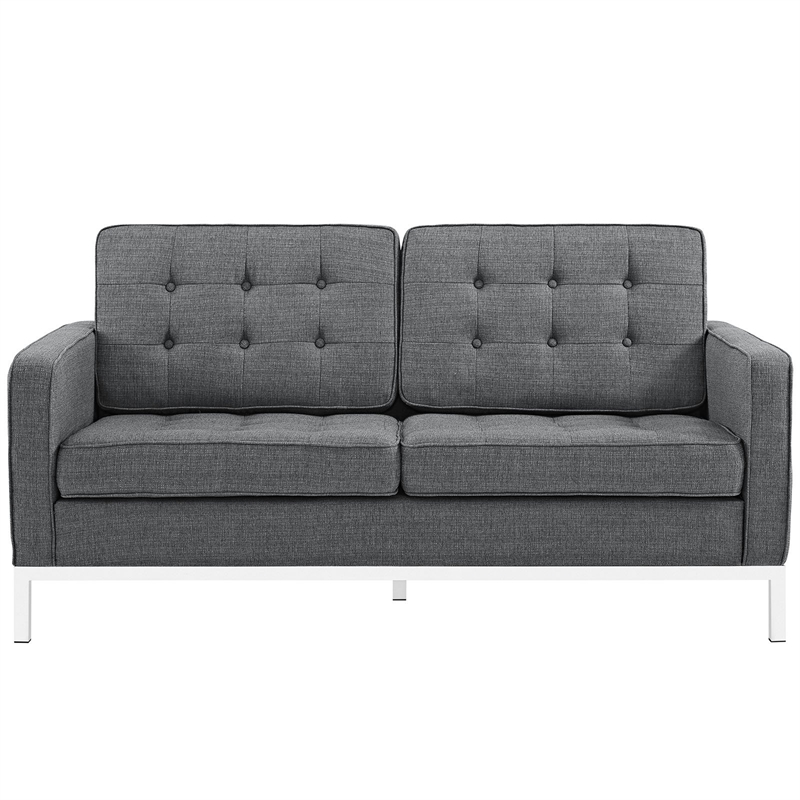 Allora Fabric Tufted Loveseat in Gray