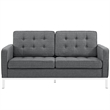 Allora Fabric Tufted Loveseat in Gray