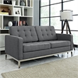 Allora Fabric Tufted Loveseat in Gray