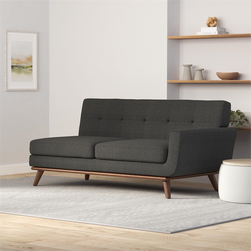 Allora Tufted Right Arm Loveseat in Gray and Cherry
