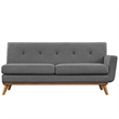 Allora Tufted Right Arm Loveseat in Gray and Cherry