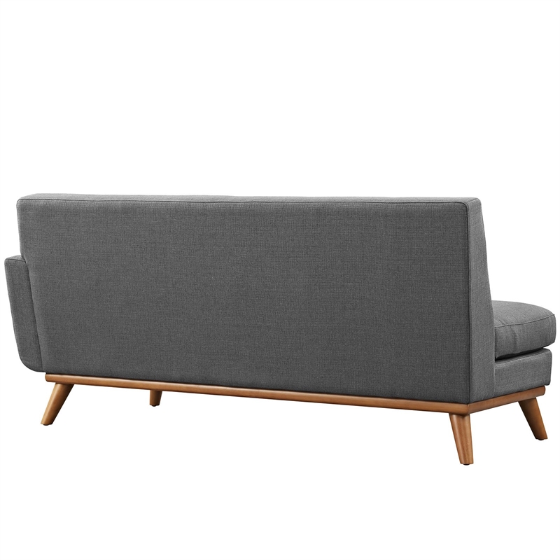 Allora Tufted Right Arm Loveseat in Gray and Cherry
